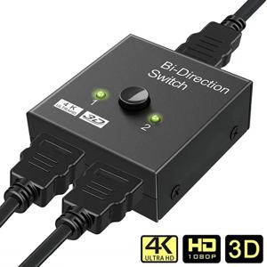 4K HDMI 호환 스위치 2 포트 양방향 1x2 / 2x1 HDMI 호환 스위처 분배기는 Ultra HD 4K 1080P 3D HDR을 지원합니다.