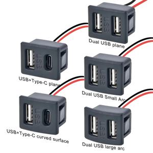 더블 레이어 USB 암 베이스 유형-C 소켓 및 암 USB 램프 충전 소켓 케이블 커넥터가 있는 전원 소켓