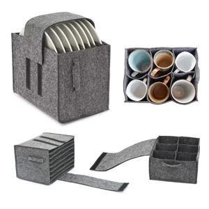 펠트 플레이트 접시 컵 보관 가방 홀더 두꺼운 캠핑 식기 용기 캠핑카 주방 찬장 계층화 된 조직