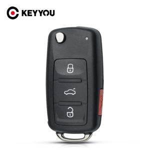 KEYYOU 10개 4버튼 020AD 자동차 리모컨 키 쉘 케이스 VW 캐디 에오스 골프 제타 비틀 폴로 업 티구안 투란 5K0837202AD 호환