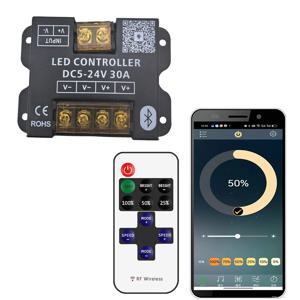 DC12-24V 블루투스 연결 LED 스트립 컨트롤러 조광기, RF 터치 원격 사용, LED 조명, 휴대폰 앱, 30A, 360W