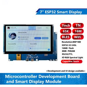 ESP32-S3 Ar-duino HMI 8M PSRAM 16M 플래시 Lvgl WiFi 및 블루투스 800*480 스마트 터치 디스플레이 RGB LCD 모듈 용 7 인치 TFT 스크린