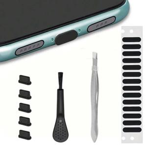 아이폰, 삼성, PC용 방진 청소 키트, 타입 C, 라이트닝, USB 포트용 브러시 및 먼지 플러그 포함 범용 청소 도구