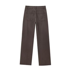 Maxdutti 여성용 통근 엄마 청바지, 미니멀리스트 레트로 다크 브라운 워싱 데님 바지, 미디엄 웨이스트 스트레이트 청바지