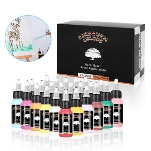 12/24 색상 에어 브러시 페인트 세트 DIY 손톱 용 수성 30ml 아크릴 페인트 모델 Spary 페인트 에어 브러시 페인트 키트