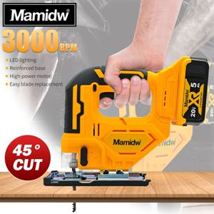 3000RPM 브러시리스 곡선 톱 무선 전기 직소 다기능 조절식 목공 전동 공구 (디월트 배터리용)