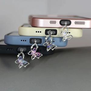 아름다운 나비 전화 먼지 플러그 액세서리 삼성 Type-C 충전 포트에 대한 아이폰에 대한 장식 매달려 펜던트