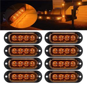 8PCS 보트 트레일러 마커 조명 어두운 훈제 렌즈 4 LED 흰색 측면 마커 조명 트럭에 대 한 12v 24v LED 통관 조명