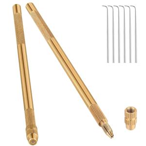 레이스 가발용 환기 바늘 포함 황동 환기 홀더 5개, 다양한 크기의 레이스 가발 제작 및 수리용 환기 도구 키트