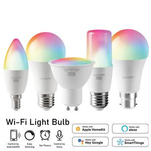 RGB 스마트 LED 전구 디밍 가능 Tuya Gu10 C37 A60 T37 E14 E27 B22 라이트 Wifi 매직 램프 AC 110V 220V Alexa Google 홈과 함께 작동