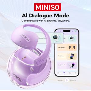 번역기 MINISO X15Pro 5.4 블루투스 헤드셋 번역 이어폰 무선 헤드폰 사무실 여행, ASMR 헤드셋 APP