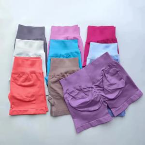 여름 여성용 짐 요가 반바지 하이웨이스트 심리스 타이트 피팅 힙업 섹시 솔리드 컬러 반바지 운동 요가 레깅스