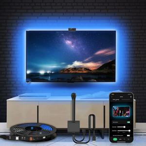 EISSLOLY 새로운 스마트 LED TV 백라이트 스트립 (AR 컬러 센서 내장) - 55-85인치 화면용 RGB 주변 조명, 앱 제어 및 음악 동기화 기능 탑재