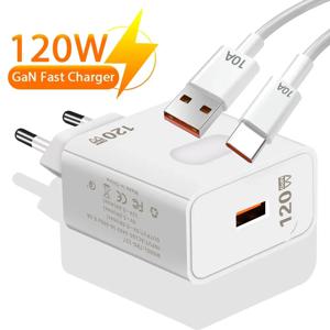 GaN USB 충전기 고속 충전 120W 퀵차지 QC3.0 타입 C 케이블 휴대폰 벽면 어댑터 (화웨이, 레드미, 샤오미 15, 원플러스용)