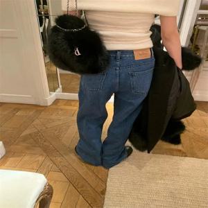 우아한 하이웨이스트 스트레이트 레그 진 롱 팬츠 가을 신상품 동대문 ThBarnet 에이트 밀크 코튼 엘라스틱 데님 원단