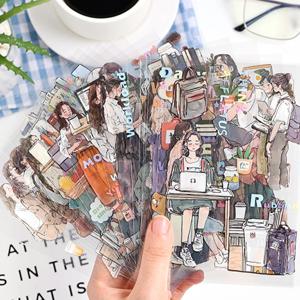 미스터 페이퍼 20개/봉지 캐릭터 풍경 스티커 북 귀여운 문구 스티커 핸드북 재료 스티커 DIY 창의적 장식