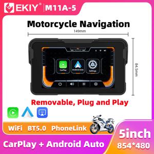 EKIY 무선 CarPlay 모토 안드로이드 오토 GPS 오토바이 네비게이션 디스플레이 화면 5.0인치 휴대용 디지털 오토바이 대시보드