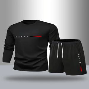 2025 여름 남성 의류 캐주얼 티셔츠 + 반바지 투피스 오버사이즈 남성용 반팔 통기성 스포츠 슈트 2피스 세트