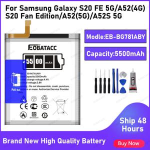EOATABACC 삼성 Galaxy S20 FE 5G SM-G781 A52 SM-A526/DS 배터리 도구 용 새 EB-BG781ABY 5500mAh 교체 용 배터리
