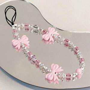 신선한 리본 안티 드롭 손목 스트랩 폰 케이스 로프 여성용 새 액세서리 선물 패션 플러시 비즈 러브 폰 체인 랜야드