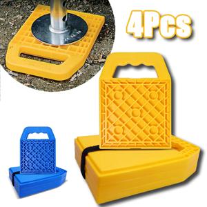 4팩 RV 안정화 잭 패드 캠핑카 잭 패드 핸들이 있는 RV 레벨링 블록 여행 트레일러용 캠핑카 안정화 블록