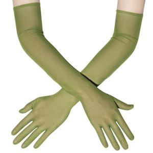 55CM 섹시한 레이스 얇은 중공 투명 긴 장갑 통기성 그물 원사 여성 남자 무대 공연 파티 코스프레 탄력