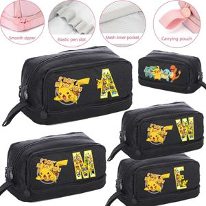 애니메이션 포켓몬 프린트 0-9 A-Z 플랩 펜 가방 문구 상자 필통 초중고생 가방 만화 선물