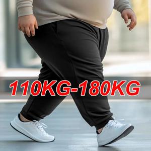 플러스 사이즈 남성용 헐렁한 운동복 7XL 6XL 5XL 운동복 신축성있는 허리 캐주얼 바지 블랙 코튼 조깅 바지 남성 의류