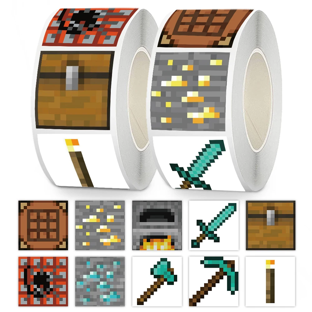 500Pcs/Roll 내 세계 게임 스티커 픽셀 게임 데칼 전화 노트북 가방 노트북 스케이트 보드 방수 스티커