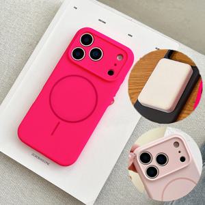 맥세이프 마그네틱 무선 충전 럭셔리 단색 실리콘 렌즈 보호 폰 케이스 아이폰17 프로 맥스/17/17프로 에어용