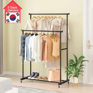 이중 막대 옷걸이, 옷걸이(후크 포함), 침실용 옷 정리대, 이동식 침실 옷걸이(바퀴 포함)