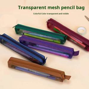 그리드 연필 케이스 주최자 휴대용 시험 연필 케이스 다기능 지퍼가 달린 문구 파우치 학교 용품