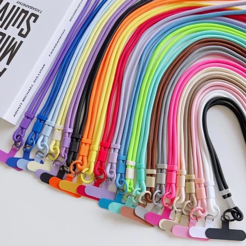 다채로운 색상의 조절 가능한 긴 랜야드 DYM 모바일 휴대폰 캔디 단색 크로스바디 목걸이 분실 방지 스트랩 (휴대폰 범용)