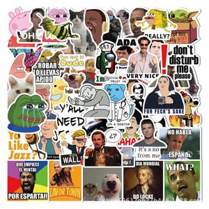 50PCS 믹스 귀여운 Meme 스티커 캐릭터 스푸핑 표현 DIY 자동차 수하물 가방 클래식 장난감 데칼 낙서 스티커 팩