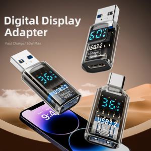 USB3.2 디지털 디스플레이 어댑터 10Gbps USB 남성 USB 여성 USB C 변환기 iPhone16 15 노트북 용 고속 충전 데이터 어댑터