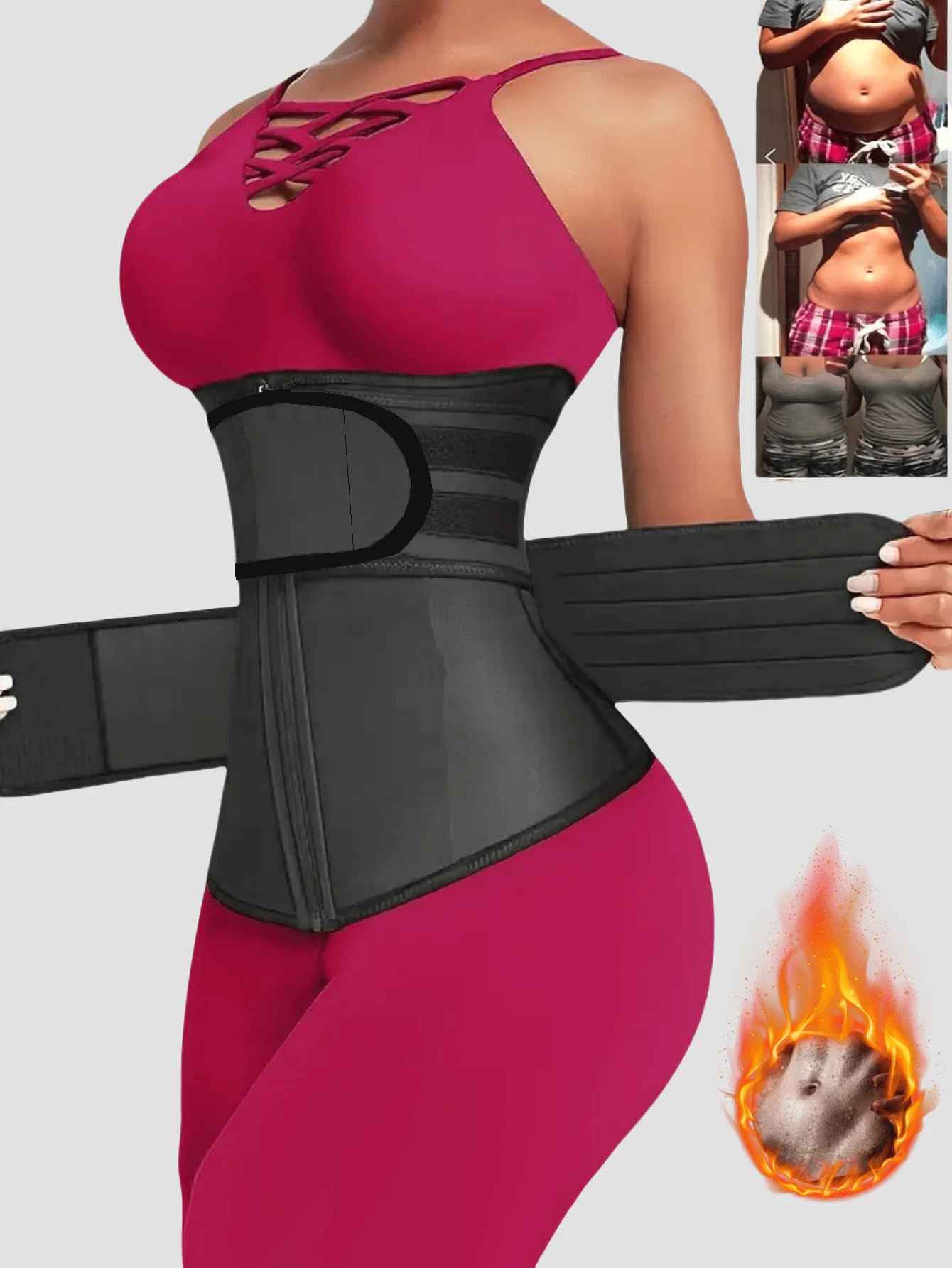 산후 슬리밍 더블 벨트 지퍼형: 땀을 많이 내고 복부를 탄탄하게 만들어주는 바디쉐이핑 운동용 웨이스트 트레이너