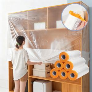 거실 가구 먼지 방지 스프레이 페인트 자동차 도색용 사전 테이핑된 마스킹 필름 보호 PE 커버 천 테이프