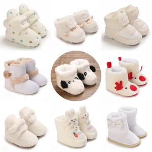 겨울 신생아 흰색 남아 여아 귀여운 만화 캐릭터 면화 신발 부드러운 밑창과 따뜻한 부츠 유아용 워킹 슈즈 겨울 신생아용