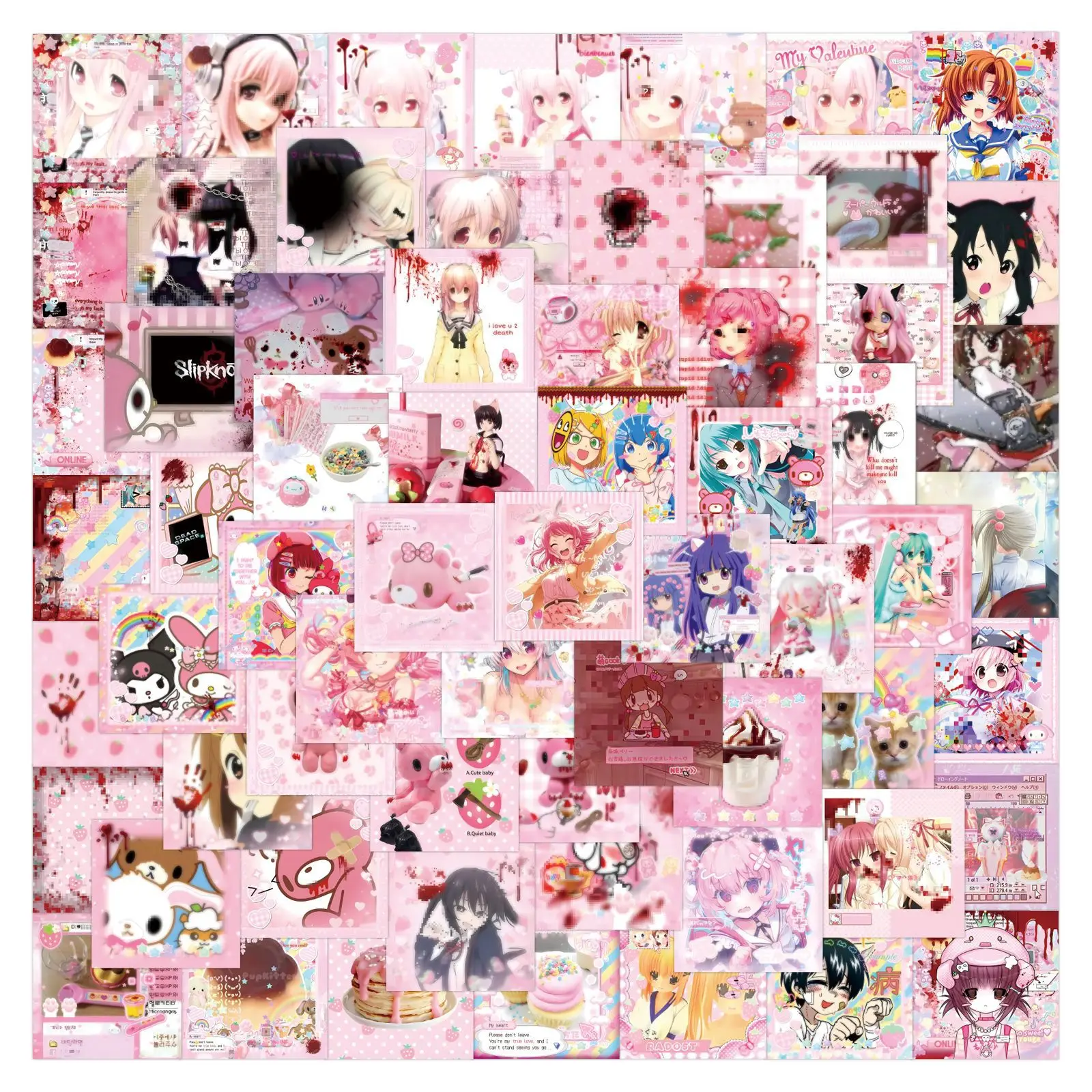 80Pcs Cutecore 스티커 Kawaii Sanrio DIY 스티커 Scrapbooking 전화 수하물 스케이트 보드 방수 데칼