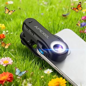 APEXEL 2025 신형 HD 40X/80X/120X 현미경 3in1 렌즈 LED 조명/유니버설 클립 아이폰 17/프로 맥스 16/안드로이드 스마트폰용