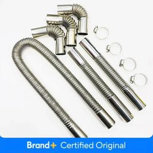 60cm-300cm 에어 디젤 주차 히터 스테인리스 스틸 배기 파이프 튜브 환기 호스 엘보우 커넥터 클램프 포함 자동차 트럭용