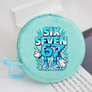 스틸 에이 브레인롯 식스 세븐 67 애니메이션 프린트 동전 지갑 라운드 미니 지갑 키링 액세서리 부드럽고 귀여운 휴대용 지갑 소년 선물