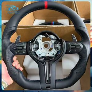 BMW M3 M5 F10 F11 F12 F13 F20 F21 F22 F25 F30 F31 F32 F33 F34 F36 M 로고 스티어링 휠 어셈블리용 반천공 가죽