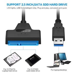 SATA to USB 3.0 어댑터 케이블 USB to SATA 3 케이블 22핀 2.5인치 외장 HDD SSD 하드 디스크 컴퓨터 커넥터 지원