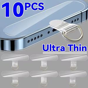 10-1개 투명 폰 랜야드 테더 XYun 휴대폰 랜야드 카드 코드 가스켓 홀 행잉 스트랩 플렉시블 패치 클립