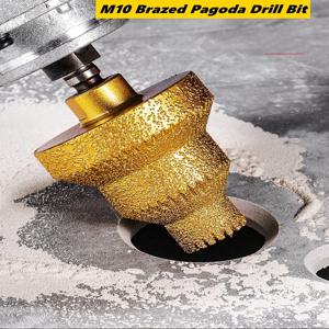 브레이즈드 파고다 드릴 비트 M10 다이아몬드 챔퍼 라우터 타워 드릴 타일 스톤 록 플레이트 드릴 리밍 통합 비트 다이아몬드 공구