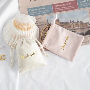 100 팩 대량 사용자 정의 로고 벨벳 쥬얼리 파우치 맞춤형 Drawstring 베이지 작은 결혼식 호의 가방 DIY 메이크업 포장