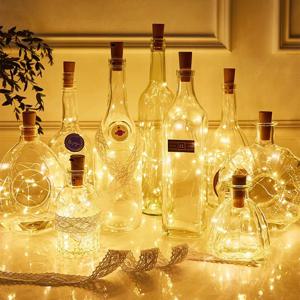 LED 태양 문자열 갈 랜드 조명 야외 방수 구리 와이어 병 마개 모양의 1M 요정 빛 장식 결혼식 크리스마스