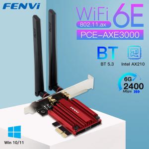 FENVI WiFi 6E AX210 5374Mbps 무선 PCIE 어댑터 트라이 밴드 2.4G/5G/6Ghz 호환 Bluetooth5.3 네트워크 WiFi 카드 승리 10/11