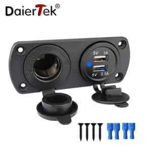 DaierTek 12V 듀얼 USB 자동차 시가 라이터 소켓 분배기 12V 충전기 전원 어댑터 콘센트 액세서리 새로운 도착